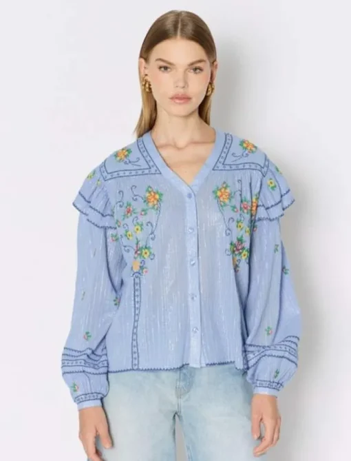 Berenice Blouse Carmencita Lichtblauw