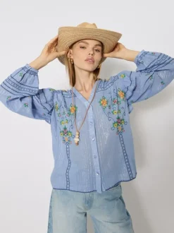 Berenice Blouse Carmencita Lichtblauw