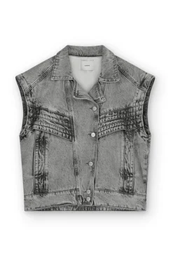 Homage Detachable Sleeves Denim Jacket Grijs