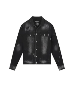 Malelions Stained Denim Jacket Zwart