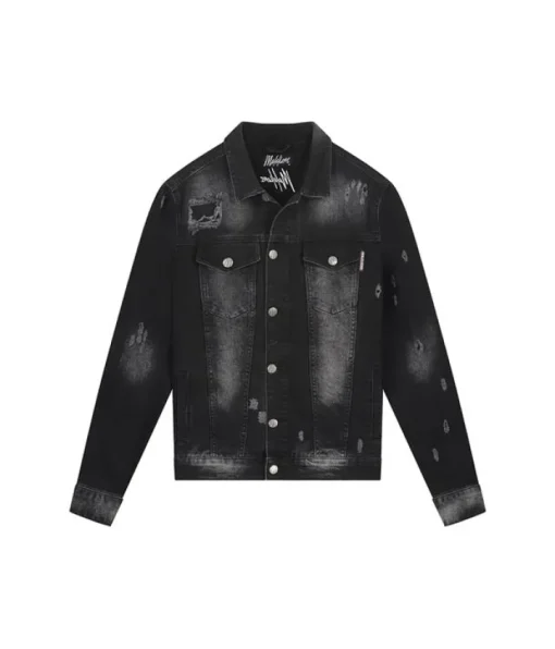 Malelions Stained Denim Jacket Zwart