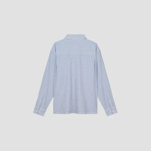 Olaf Seersucker Boxy Shirt M180310 Blauw Dessin
