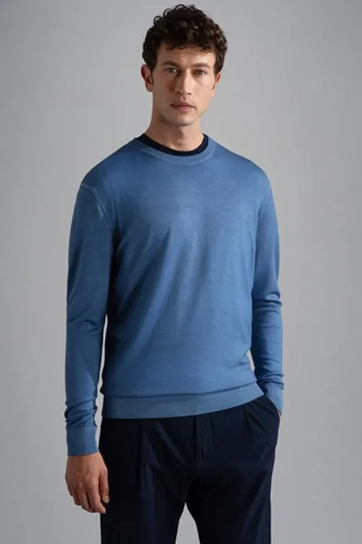 Paul & Shark Knitted Wool crewneck Blauw 21411573