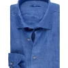 Stenströms Donkerblauw linnen overhemd 7747217970