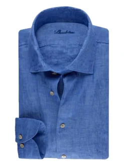 Stenströms Donkerblauw linnen overhemd 7747217970