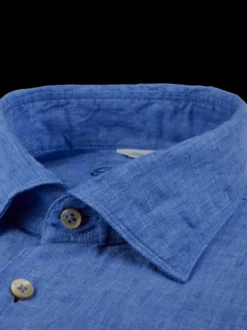 Stenströms Donkerblauw linnen overhemd 7747217970